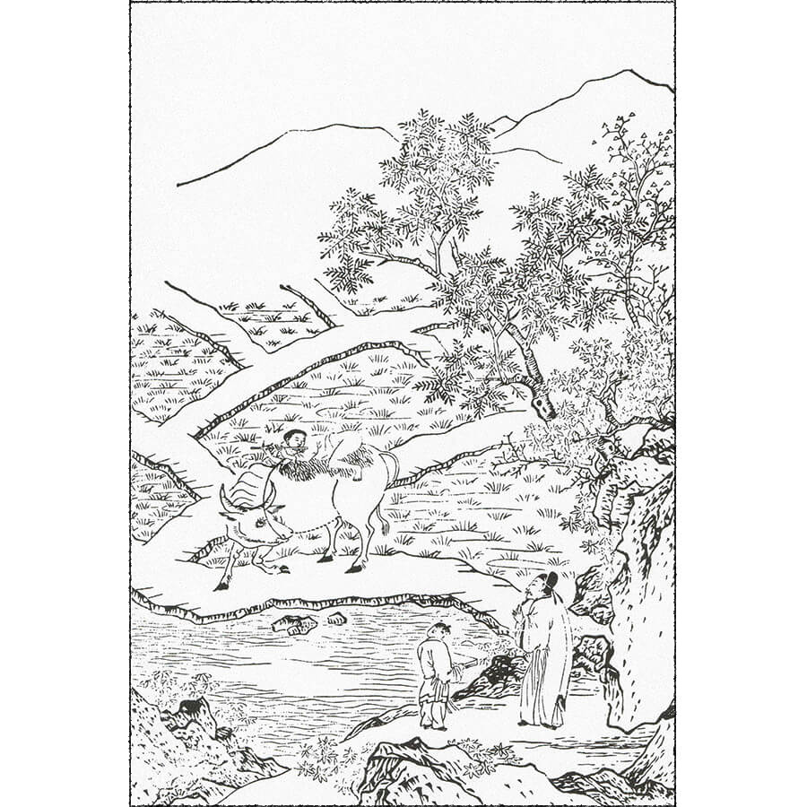 牧豎・(牧童の意) - 八種画譜(寛文12年・1672年日本版）